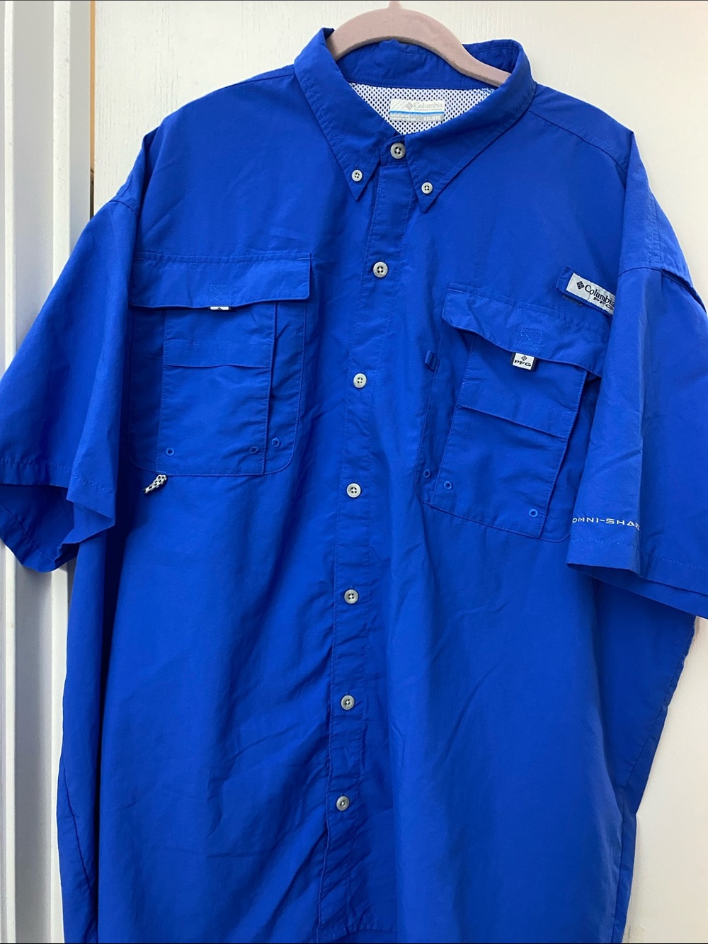 Columbia PFG Men’s Short Sleeve Button-Down Performance Shirt Sz XXL Chest 58”